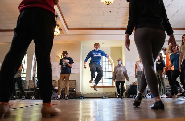 Notre Dame students practicing Irish dances.